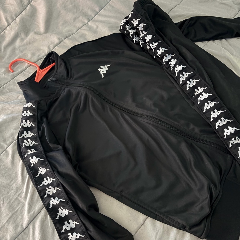Kappa Black Track Jacket with White Logo